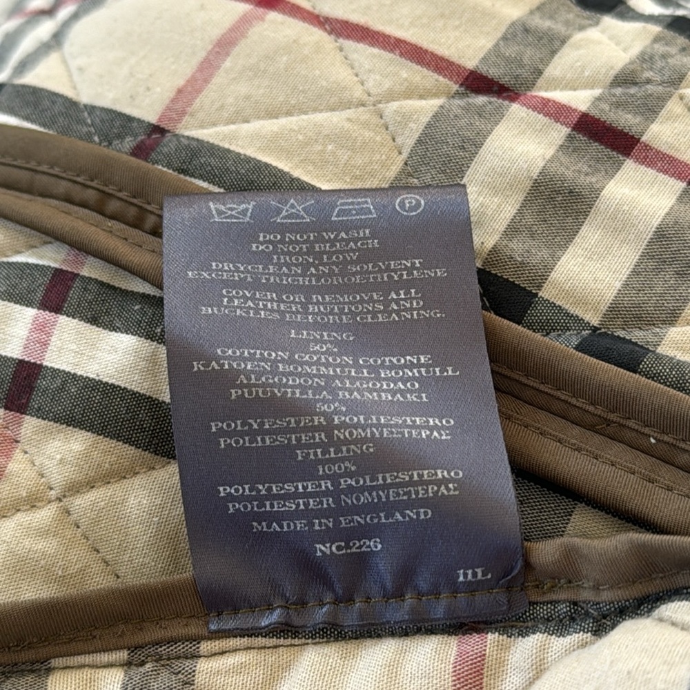 Burberry Olive Green/Brown? Quilted Jacket with House Check Lining - Picture 11 of 16